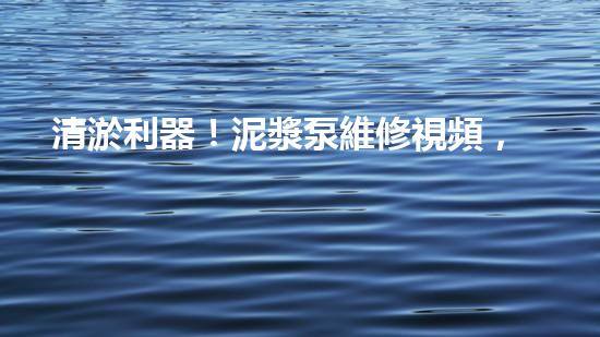 清淤利器！泥漿泵維修視頻，教你輕松解決淤塞難題！